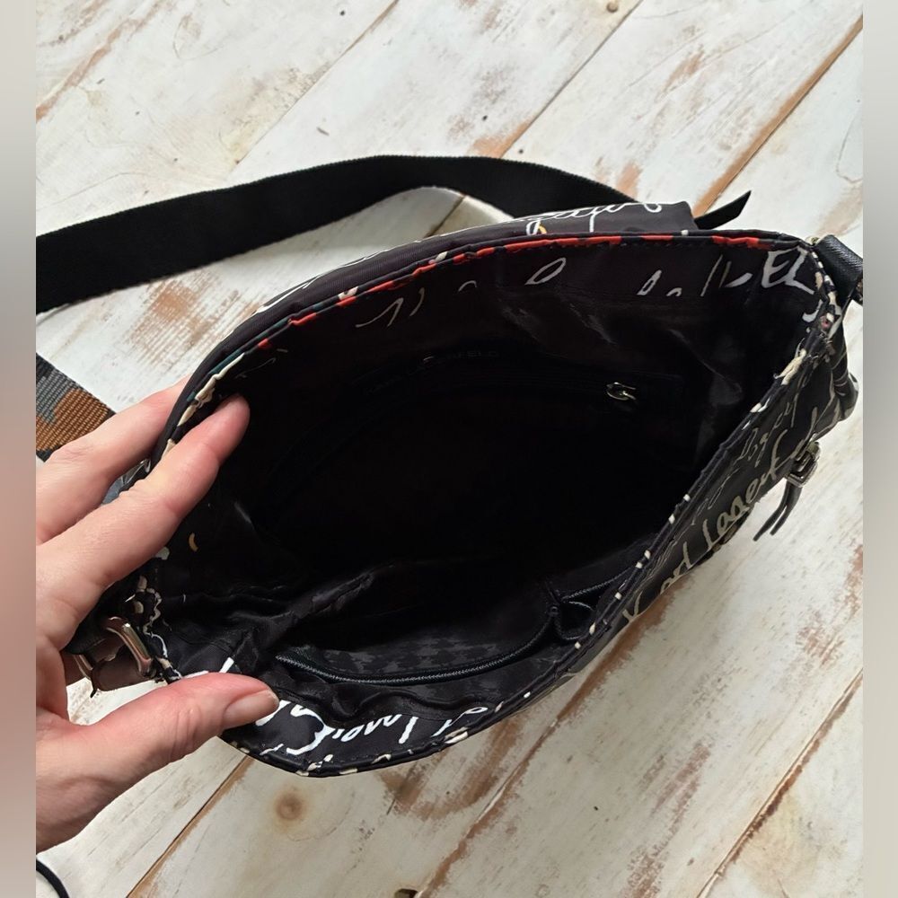 KARL LAGERFIELD PARIS Cara messenger bag black colorful logo streetwear purse - Picture 5 of 8